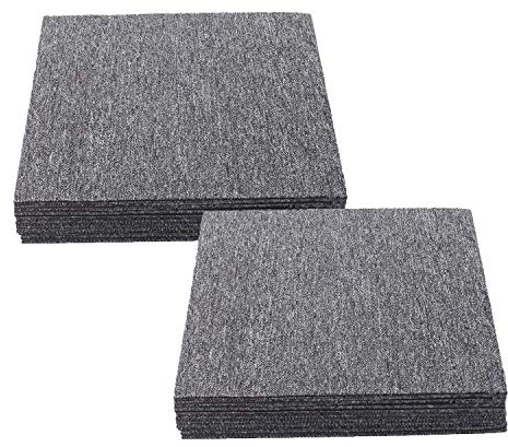 uyoyous 20 Stück Teppichfliesen 50x50cm Strapazierfähig mit Klebepatch für Alle Bereiche Haus Büro Schlafzimmer Anti-Rutsch Dunkelgrau 5㎡