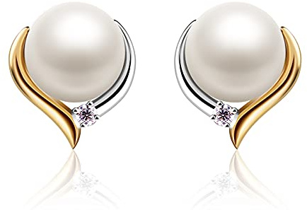 Jewlldeen Pearl Earrings for women, Sterling Silver 925 Studs, Silver Jewelry Gifts for Her,Wife,Girlfriend,Mom