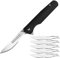 BEEK Mini Couteau Pliant Avec Clip, Scalpel, Couteau Porte-Clés, 10 Lames Interchangeables Figure 24, Mini Couteau De Poche Edc Pour l'Extérieur, Le Camping (G10 Noir Grand)