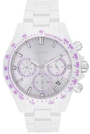 BOSS Multi Zifferblatt Quarz Uhr für Damen Kollektion Novia mit Weisses Keramikband - 1502632