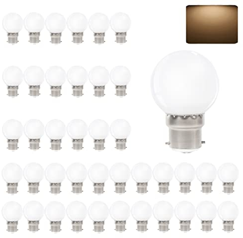 VIRANSHEN 40 Pezzi Lampadine LED B22 Luce Calda, 3W equivalenti a 30W, 240Lm, Consumo Basso, Risparmio Energetico, Lampada B22 per Luci d'atmosfera Casa Patio Esterno Decorazione Feste Matrimoni
