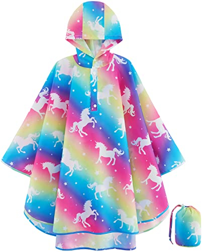 WAWSAM Regenponcho Kinder - Regenmantel Leichter Mädchen Jungen Regenjacke Kinder Wasserdicht Regencape Kinder Regenponcho mit Kapuze