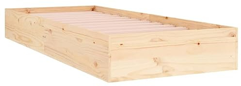 vidaXL Cadre de Lit Sommier à Lattes Lit Adulte Simple Cadre à Lattes sur Pied Chambre à Coucher Maison Intérieur Bois Massif 90x190 cm