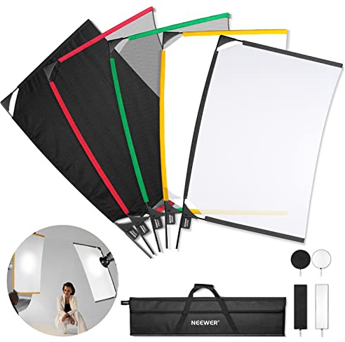 NEEWER SF6090F - Kit de Bandera Plegable 5 en 1 para fotografía, Reflector, modificador de luz, Efectos Suaves, difusos, Luminosos, Bolsa de Transporte incluida