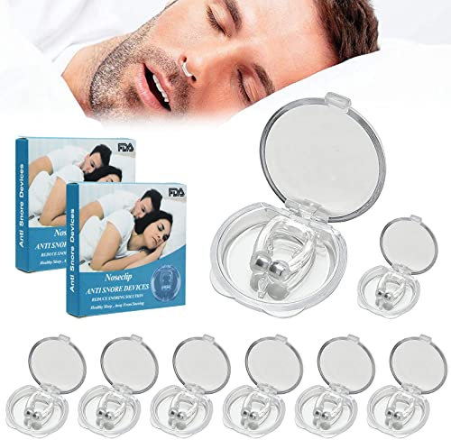 8PCS Anti Russamento Clip Magnetiche per Naso,Dispositivi Anti Russare Soluzione Anti Russare Tappo,Silicone Clip per Naso Magnetico Dilatatore Nasale,Ausili Anti Russamento Riutilizzabili (Clear)