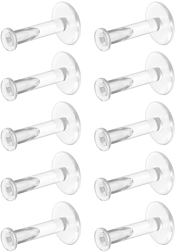 Clear Earrings for Sports, Work, Surgery - 16g Piercing Retainers Bioflex Labret Piercing Jewelry - Plastic Earrings For Surgery Clear Piercing Jewelry Studs for Cartilage Helix Tragus - 6mm (1/4)