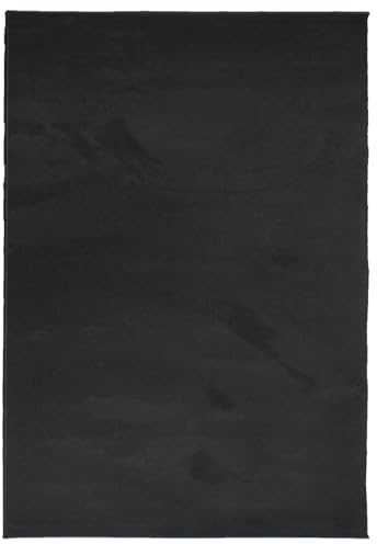 vidaXL Teppich, Wohnzimmerteppich Kurzflor Modern, Bodenteppich Flauschig Weich, Pflegeleicht Teppich für Wohnzimmer Schlafzimmer, Schwarz 140x200cm