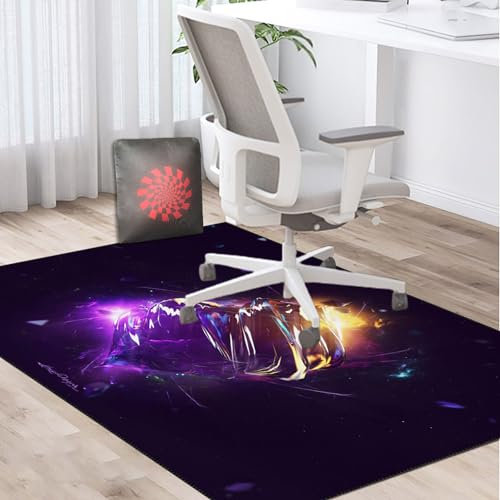 Tappeto da gioco anti-affaticamento, tappetino per sedia da gaming, protezione per ufficio e scrivania del computer, 80 x 120 cm, antiscivolo, motivo nero e rosso