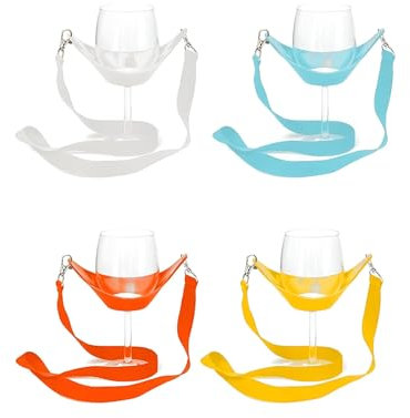 Aipeeo 4 Piezas Porta Copas Colgante,Sujeta Vasos Festival,Soportes para Copas de Vino para Colgar, Portavasos Festival, Cadena para Fiestas de Vino, Bodas, cumpleaños (4)