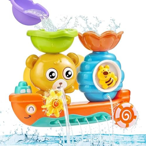 Badewannenspielzeug ab 1 2 3 4 Jahr,Badespielzeug Baby ab 1jahr,Bär und Bee,Wasserspielzeug Kinder,Badewannen Spielzeug Kinder,Wasserspielzeug Baby Spielzeug Geschenk,für Jungen Mädchen (A)