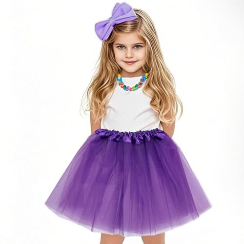 OQKAHIV 1 pcs Jupe Tutu pour Filles, Tulle Jupe Ballerine, Jupe de Princesse, Tutu Ballet Skirt, 3 Couches Tutu en Tulle Ballet de Danse-Jupes Tutu pour Filles Tenues de Tous Les Jours(Violet foncé)