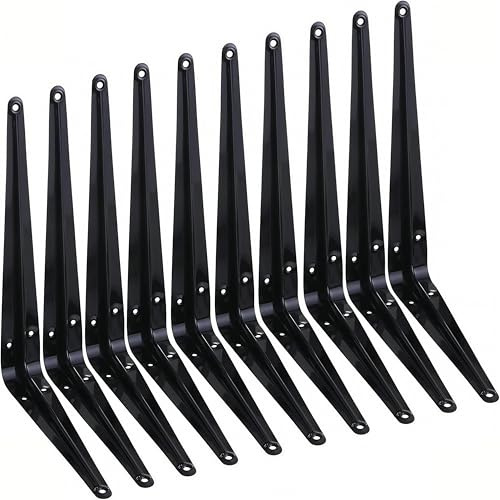 HEART ART 10 Pack Shelf Bracket 25 cm,Floating Shelf Bracket L Brackets,Metal Shelf Brackets for Wall, 10”L x 8”H x 1.7”W