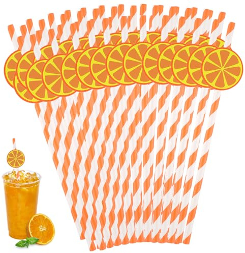 50 cannucce arancioni, cannucce di carta, decorazione per feste estive