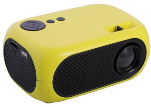 Koolenry Miniproyector Portátil 360P LED con Cable para Teléfono Móvil, con Altavoz y Control Remoto, para Acampar Al Aire Libre, Enchufe de la UE.