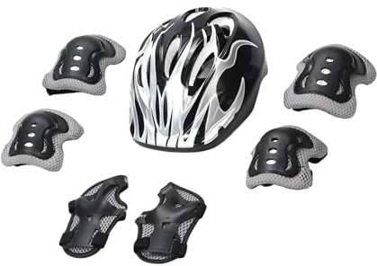 Opilroyn Ensemble casque et coussinets pour enfants, ensemble de protection d'extérieur pour enfants | Casque et coussinets absorbant les chocs pour sports de plein air, hockey, scooter, baseball