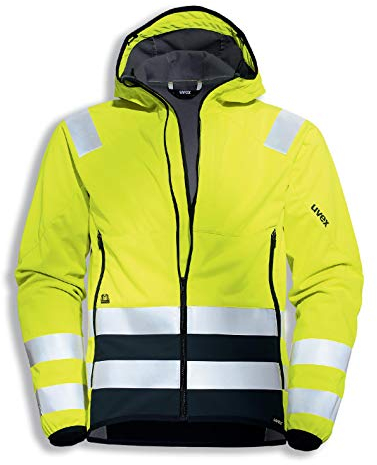 Uvex Construction Flash Storm Herren-Arbeitsjacke - Warngelbe Männer-Softshelljacke - Leicht & Atmungsaktiv L
