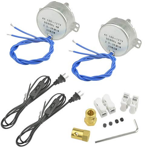 WMYCONGCONG 2 Stück Synchronmotor Drehtellermotor 50/60Hz AC 100~127V 2.5-3RPM/MIN CCW/CW 4W mit Flexibler 7-mm-Kupplungsstecker und 6ft-Netzkabel-Schaltstecker