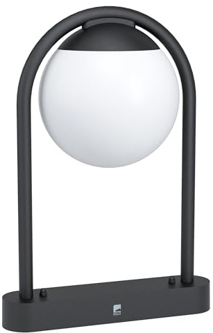 EGLO Utomhus Sockellampa Prata Vecchia, 1-lågig utomhusbelysning | minimalistisk, sockellampa i svart galvaniserat stål och vitt plast, utomhuslampa med E27-sockel, IP44