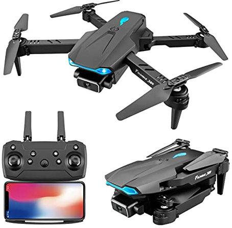 2021 S89 Quadrirotor 4K HD Double Caméra Hauteur Maintenable Pliable Mini Drone wifi FPV Mode Sans Tête Drone Jouet (Noir)