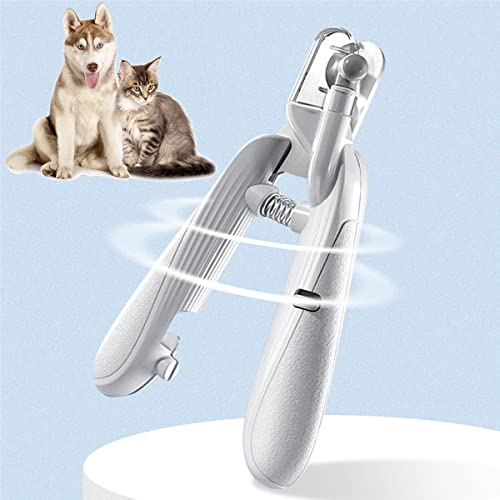 LANMOU Profi Krallenschere für Hunde, Nagelknipser mit Led-Licht für Katzen, Krallenzange Edelstahl mit Nagelfeile und Spritzfest Schutzvorrichtung, für Mittlere und Kleine Haustiere Krallenpflege