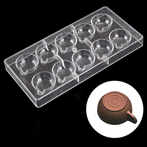 Moule à chocolat en polycarbonate transparent en forme de tasse à thé à 10 trous pour la fabrication de gelée et de bonbons, moule à chocolat, moule à sucre, fondant, outils de cuisson au chocolat