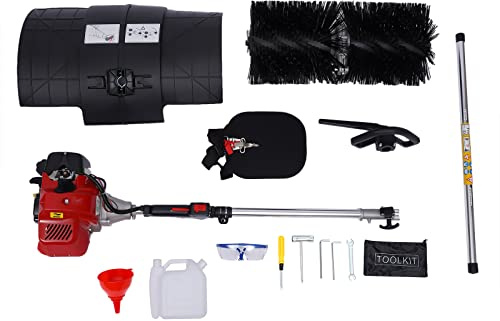 Bensin motorkvast sopmaskin, snösläde, snörödare, snöslunga motorborste, bensindriven sveper handdriven sopmaskin, sopborste med chassi, luftkyld motor, EPA-motor kraftverktyg