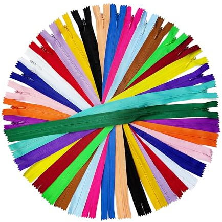 KGS Invisible Zippers for Sewing | #3 Hidden Zippers for Dresses, Skirts, Pillows or Sewing Craft | 20 Pieces/Pack | 20 Assorted Colours | Size: 7 Inch / 18 cm