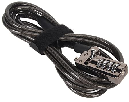 Lazmin112 Laptop-Schloss, 4 Digitale Wählkombinationen mit Einstellbarer Länge, Unter Strengen Tests, Langlebiges, Tragbares Computer-Sicherheitskabel mit Schloss für Dell