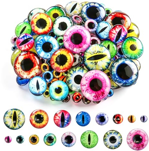TOAOB 160 Piezas Cristal Ojo de Gato Vaso 6 a 30 mm Redondo 40 Estilos Ojos de Seguridad Dinosaurio Dragón para Decoración Scrapbooking o Hacer Joyas Manualidades Hecho a Manob