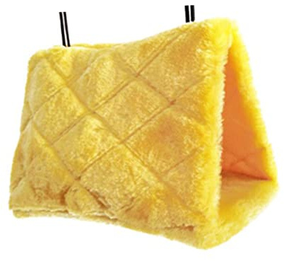 DOITOOL Hamac Nid Oiseau Peluche Jaune s Chaud Et Douillet pour Perroquets Et Petits Oiseaux Hiver Protection Refuge Suspendu Coton