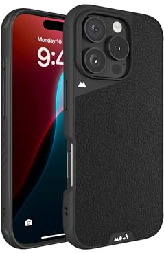 Mous for iPhone 16 Pro Max Case MagSafe Compatible - Limitless 6.0 - Black Leather - Protective Shockproof Phone Cover