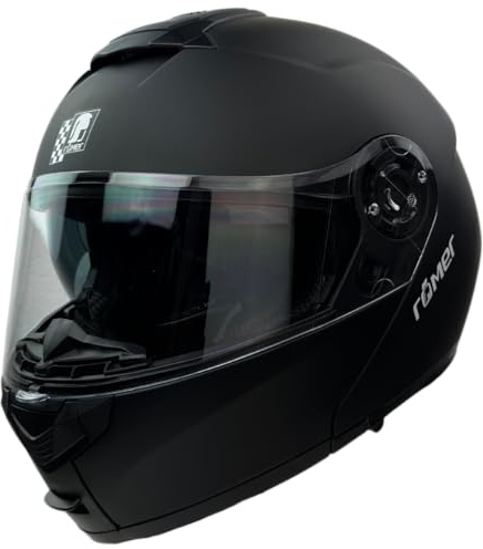 Römer Klapphelm für Motorrad RR20770 Motorradhelm mit Sonnenvisier Größe XS Helm mit Doppelvisier matt schwarz