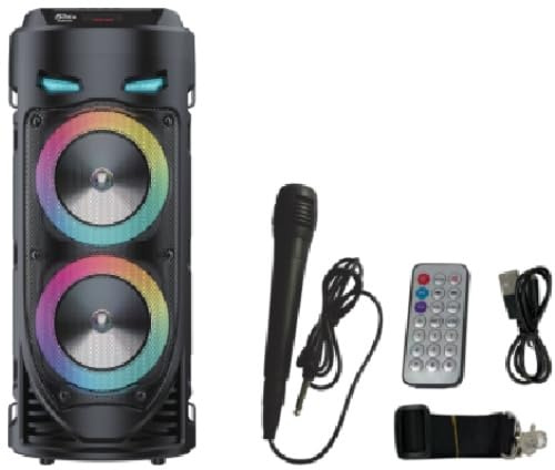 BRAVEOCW Portable Speaker, Bluetooth Wireless Speakers, Double 4’’ Stereo Sound Microphone, Mixed Color Lights, Remote, Big Loud Speaker for Outdoor Home Party Travel Camping Dance