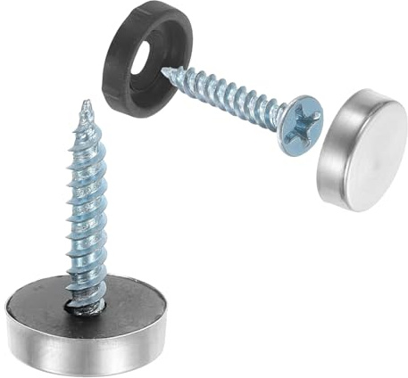 uxcell 12pcs Screw Covers Caps, 14mm Dia Stainless Steel Mirror Screws Decorative Cover Caps Nails Flat Gasket Mirror Screw Fasteners for Sign Advertising Hardware Construction, Silver