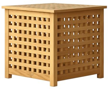 Wooden Storage Box with Lid – Natural Rustic Cube Bench Organizer for Laundry, Shoes, Entryway – Indoor Outdoor Breathable Wood Chest, Crate Bin, Furniture Decor for Home