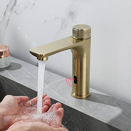 Modern Basin Mixer Tap Bathroom Sink Taps Infrared Faucet with Sensor Brushed Gold Wash Basin Faucets Single Lever Mixer for Bathroom