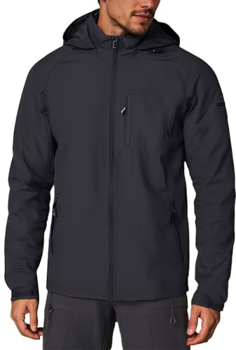 Veste Imperméable Homme Capuche Randonnée Automne Coupe Vent Tactique Clásico Travail Blouson Homme Hiver Chaude Patchwork Softshell Militaire Noël 2#Noir XXL