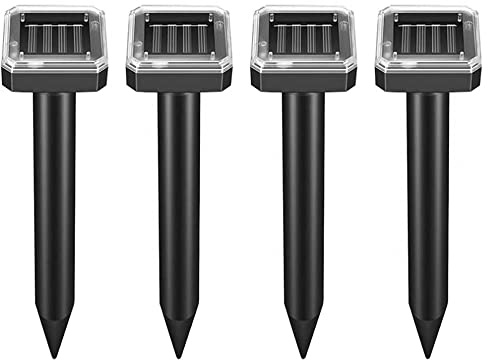 4X Repellente Solare per Talpe - Solare Repellente Zanzare - Repellente Ultrasuoni per topi, Impermeabile Scaccia Talpe Solare, Repellente ad energia Solare per Anti-Arvicola,Gopher,Serpent- black