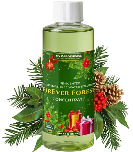 FirEver Forest Pine-Scented Christmas Tree Food | Preserver Additive & Season Extender for Live Xmas Trees | Keep It Green, Reduce Needle-Drop | Miracle Freshness (8 oz)