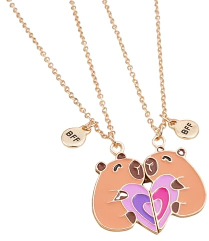 YUVKIN 2 Pezzi Collana Amicizia BFF Cuore Mani Collane Coordinate, Collana dell'Amicizia con Ciondolo Capibara (per 2 Ragazze)