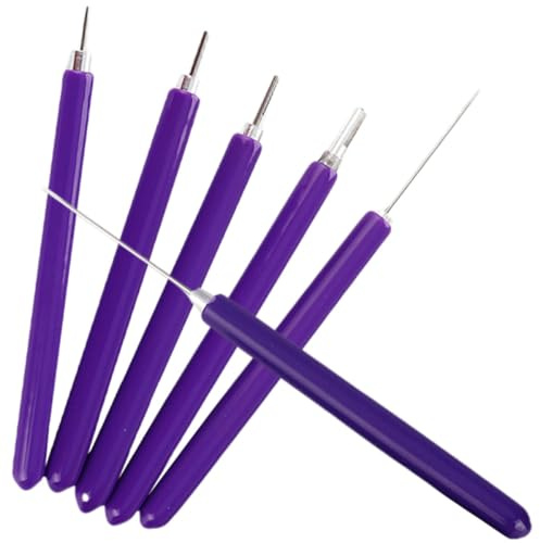 Cabilock Juego de 6 Bolígrafos Ranurados para Quilling Set de Herramientas para Enrollar Papel Metal Colores Púrpura Agujas Largas y Kit Portátil para Manualidades y
