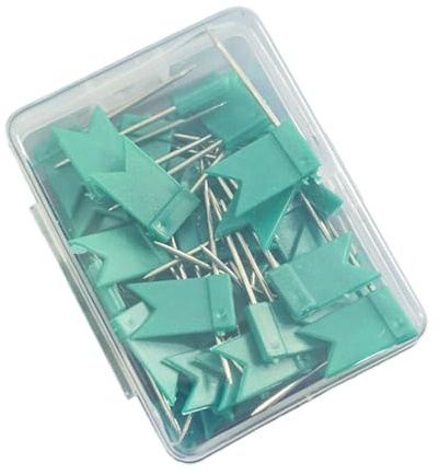 XIUOYN 50 Pcs Flag Pin Push Pins Thumb Tacks Decorative Pushpins Colorful Notice Board Pin for Map