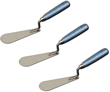 3er Set DEWEPRO Dänische Zungenkelle - Dachkelle - 160x20x55mm - mit Edelstahlblatt und Holzgriff/Holzheft - Kelle in Zungenform - Dachdeckerkelle