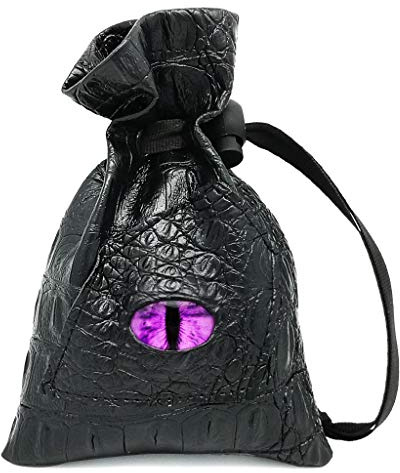 Haxtec Dragon Dice Bag PU Leather DND Dice Pouch with 3D Glass Dragon Eye, Small Drawstring Bag for Dungeons & Dragons, D&D Gamer Gifts for Dragon Lovers, Patent D893867