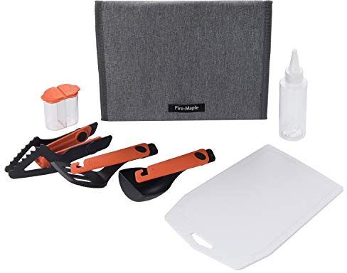 Fire-Maple Ensemble d'ustensiles de Cuisine Camping Kit Portable 6 Pièces avec Pinces Pliantes,Spatules,Cuillères Équipement de Plein Air Essentiel pour Randonnée,Bushcraft,Camping Voiture,Pêche,BBQ
