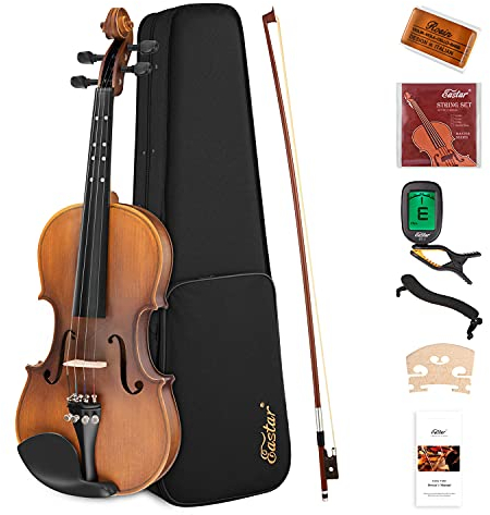 Eastar 4/4 Violinenset in voller Größe, matte Violine für Anfänger und Erwachsene mit Hartschalenkoffer, Kolophonium, Schulterstütze, Bogen, Stimmgerät und zusätzlichen Saiten