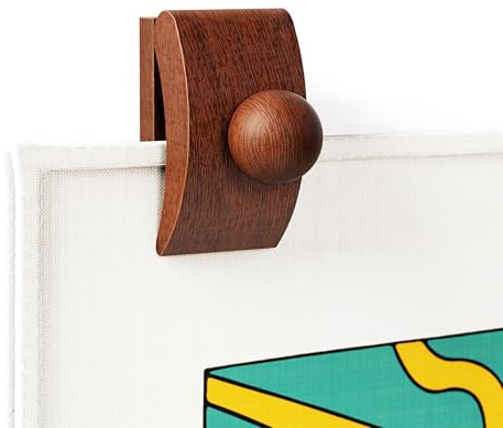 Tapestry Hangers, 4 Small Quilt Hangers for Wall Hangings, Blanket Hanger Clamps, Carpet Rug Display, Wooden Wall Clips for Hanging (Brown)