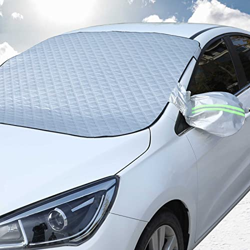 Sonnenschutz Auto Frontscheibe, Abdeckplane Autoscheibe Thermofolie Frostschutz Abdeckung, Dämmfolie Windschutzscheibe UV-Schutz für Sommer Winter gegen Schnee, Frost, Staub (Standard,126 * 147)