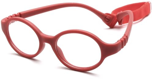 Geborilma Cute Baby Glasses 0-6 Months - XXS Round Infant Glasses with Strap - Clear Lens Newborn Spectacles
