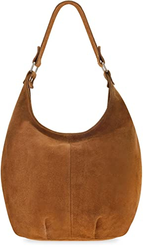 Leder Damenhandtasche Vera Pelle Damen Shopper Beuteltasche camel